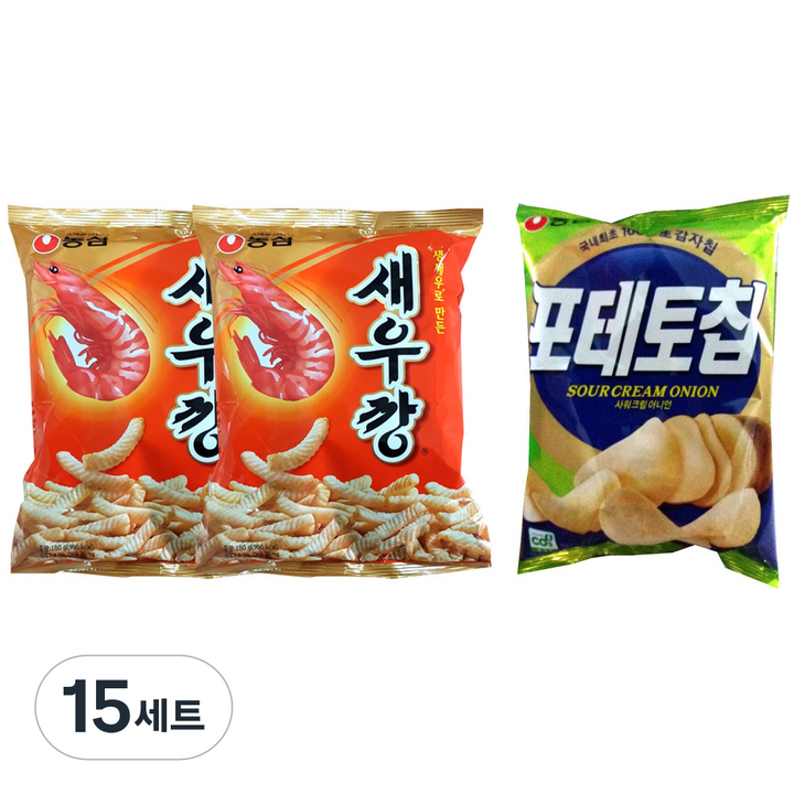 농심 새우깡 180g x 2p + 포테토칩 어니언 125g, 15세트