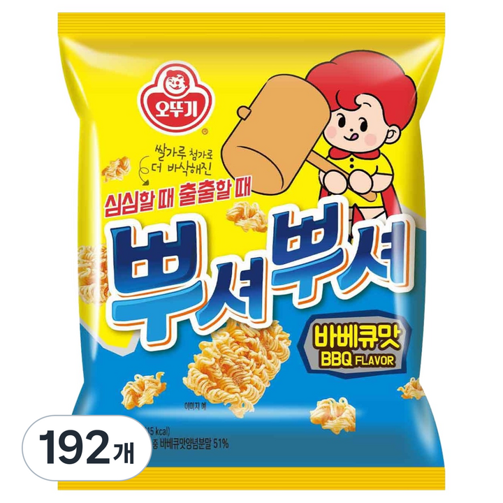 오뚜기 뿌셔뿌셔 바베큐맛, 90g, 192개
