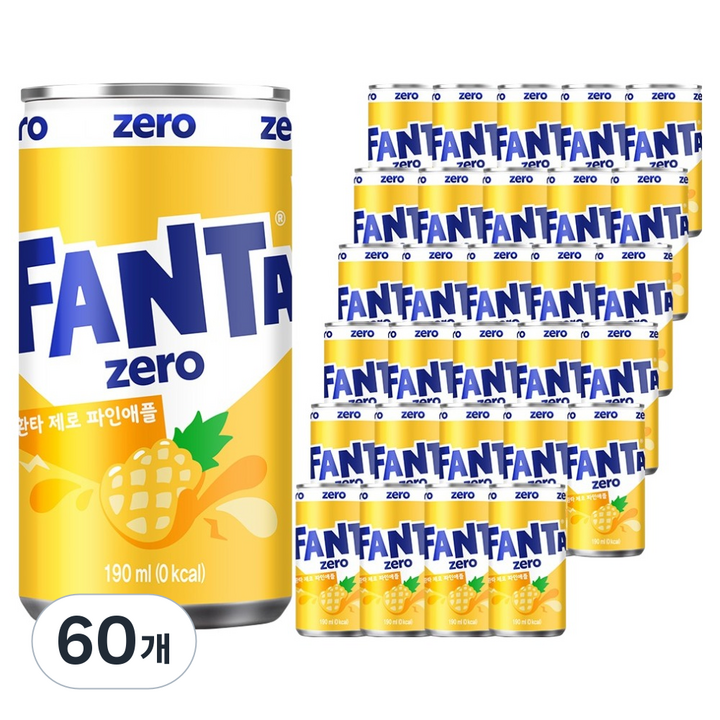환타 제로 파인애플 탄산음료, 190ml, 60개