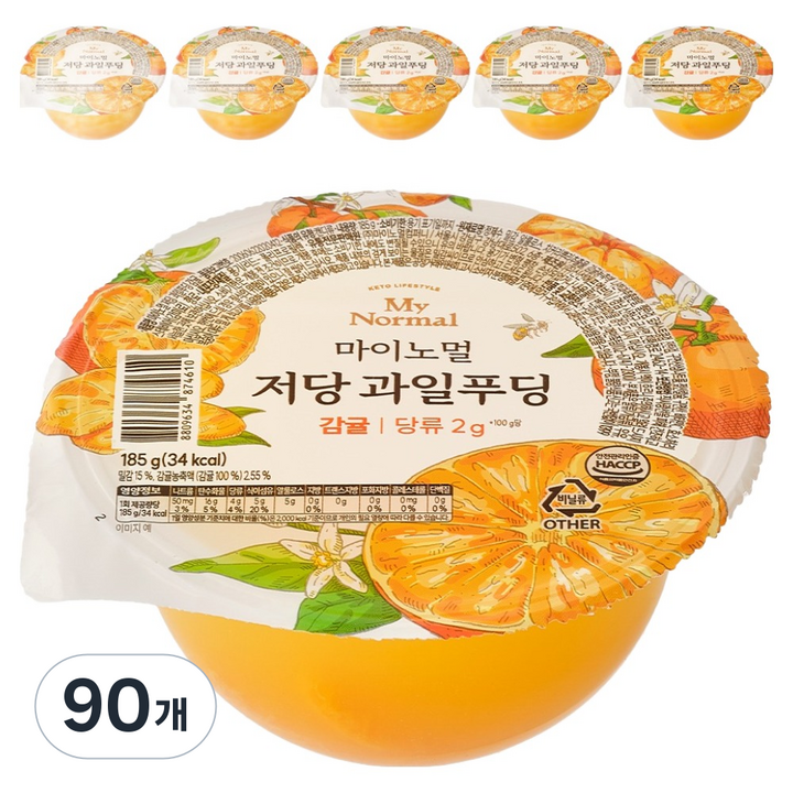 마이노멀 저당 과일푸딩 감귤, 185g, 90개