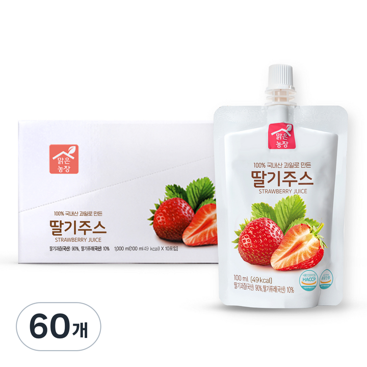맑은농장 딸기주스, 100ml, 60개