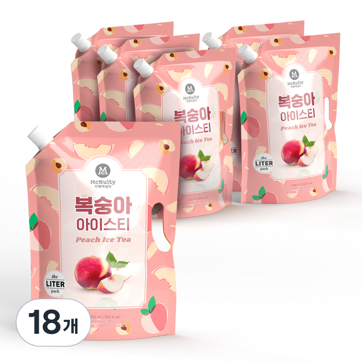 맥널티커피 복숭아 아이스티, 1L, 18개