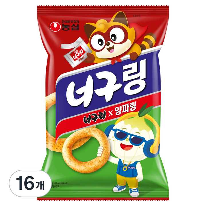 양파링 너구링, 100g, 16개