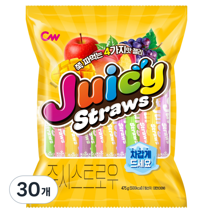 청우식품 쥬시스트로우 젤리, 475g, 30개