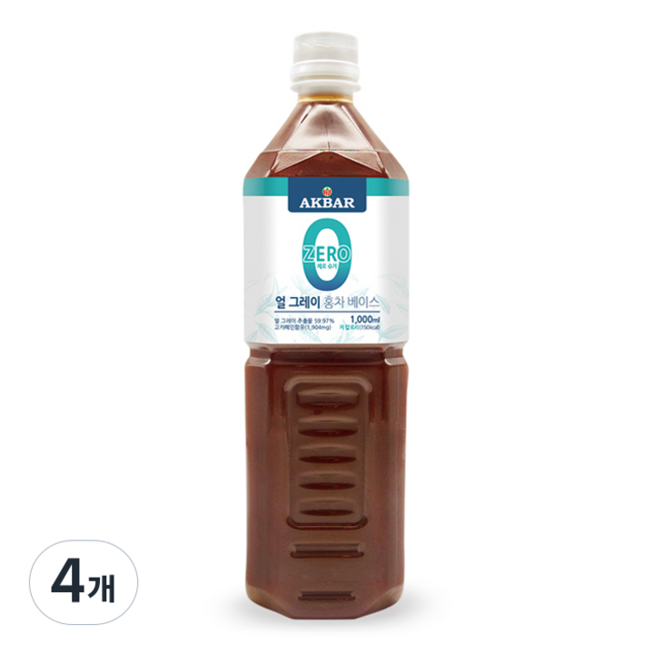 아크바 제로슈거 얼그레이 홍차 베이스, 1L, 4개