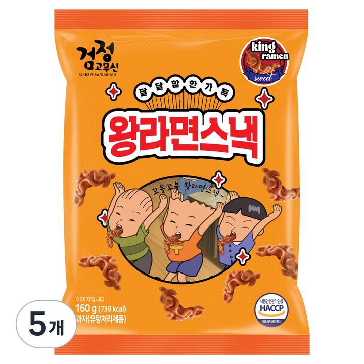 검정고무신 왕라면 스낵, 5개, 160g