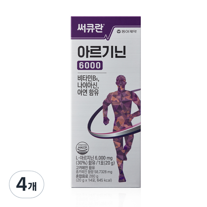 동아제약 써큐란 아르기닌 6000 14개입, 280g, 4개
