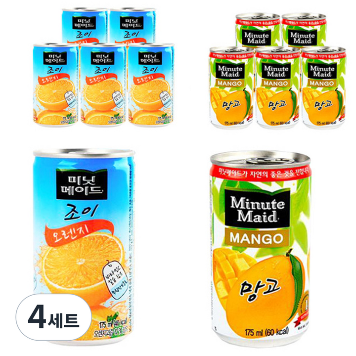 미닛메이드 음료 조이 오렌지 175ml x 6p + 망고 175ml x 6p, 4세트