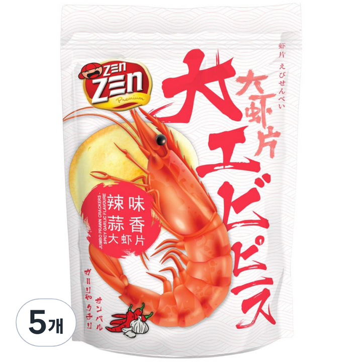 젠젠 스파이시 갈릭 새우칩, 220g, 5개
