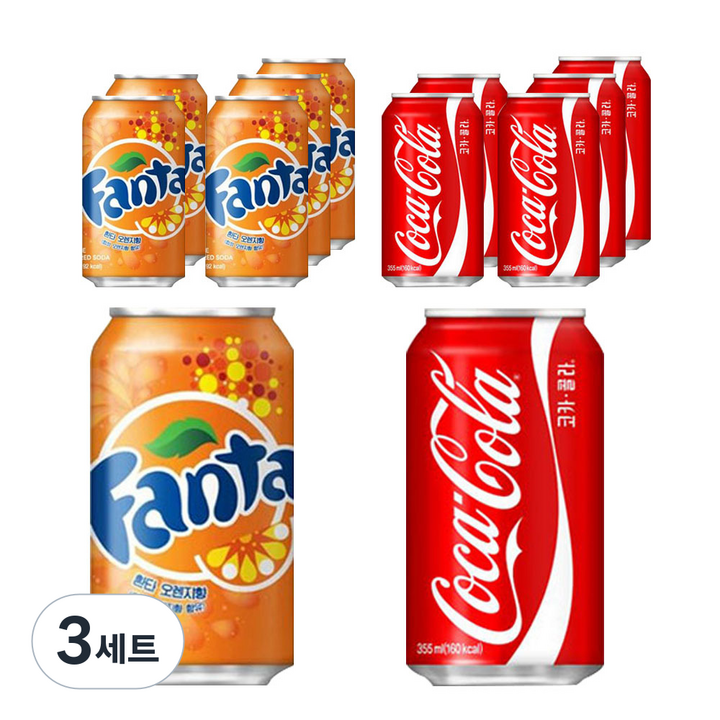 코카콜라 355ml x 6p + 환타오렌지 355ml x 6p, 3세트