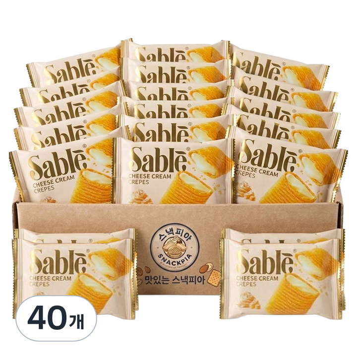 스낵피아 사브레 미니 크레페 치즈크림맛, 20g, 40개