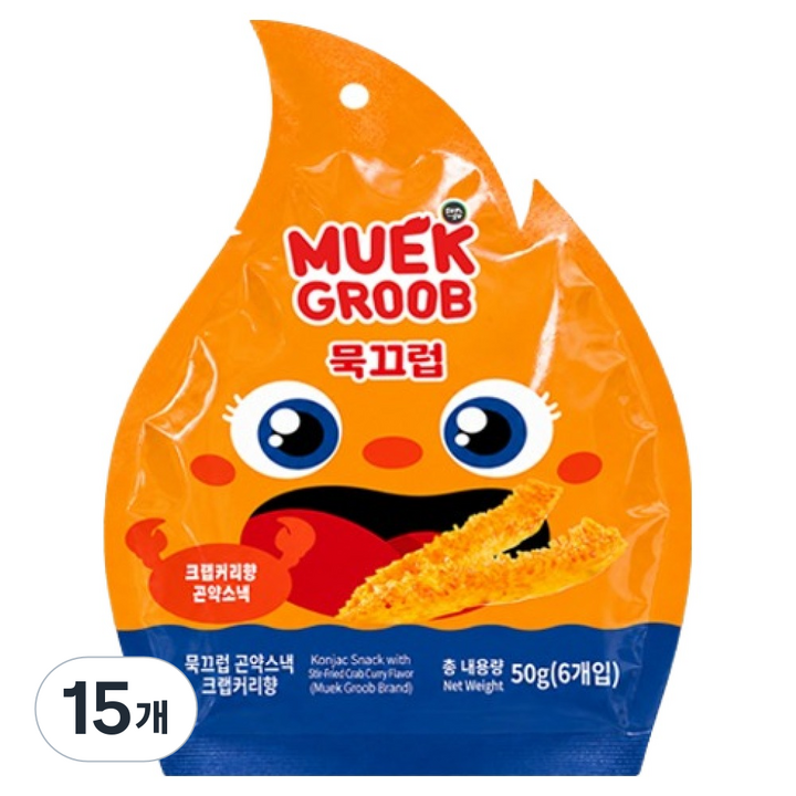 묵끄럽 곤약스낵 크랩커리맛 6개입, 50g, 15개