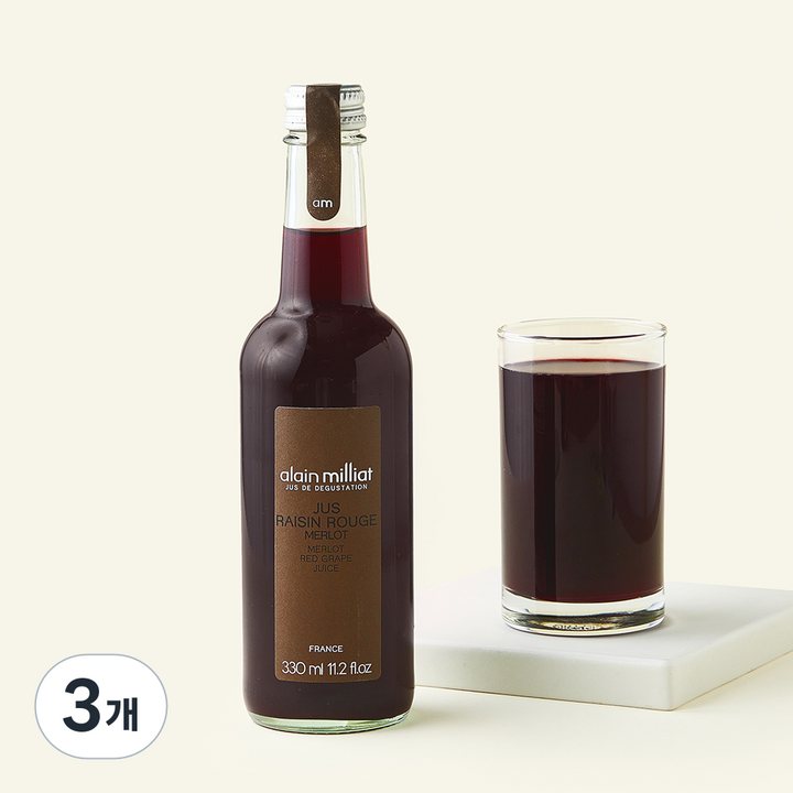 알랭밀리아 메를로 포도주스, 330ml, 3개