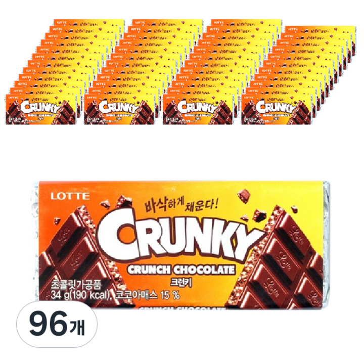 롯데웰푸드 크런키, 34g, 96개