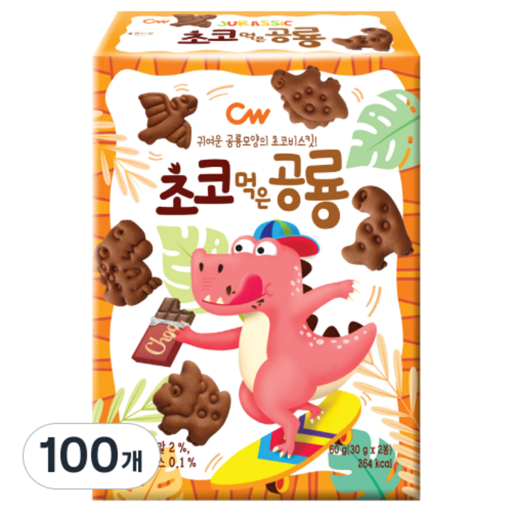 청우식품 초코먹은 공룡, 60g, 100개