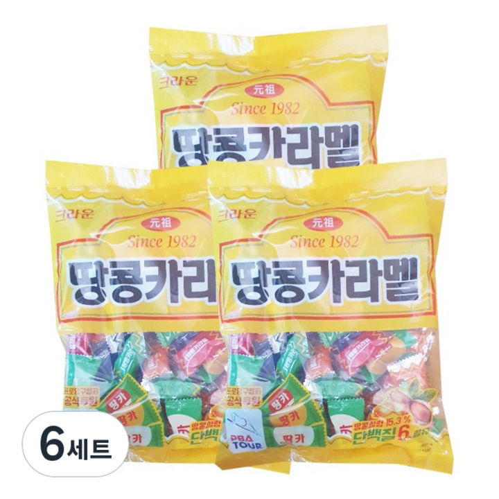 크라운 땅콩카라멜 3p, 324g, 6세트