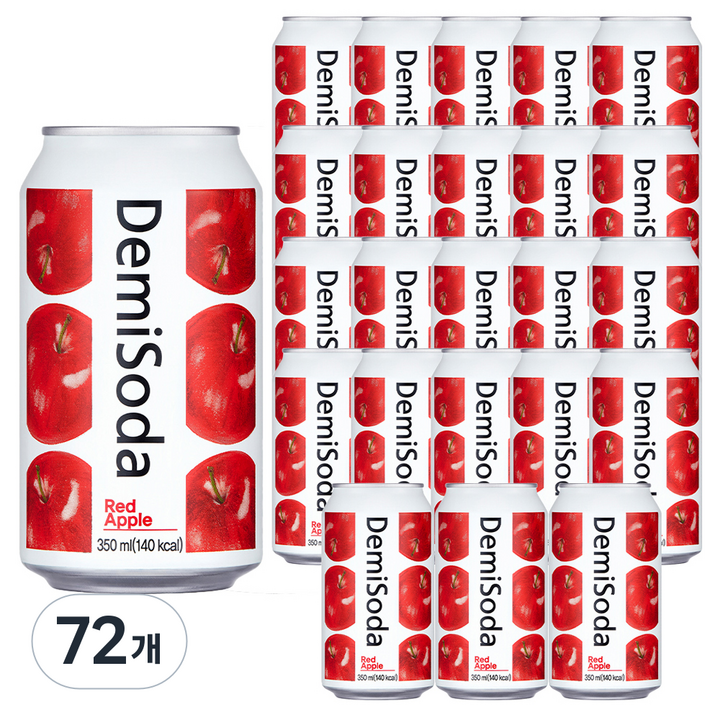 데미소다 저탄산 과즙음료 레드애플, 72개, 350ml