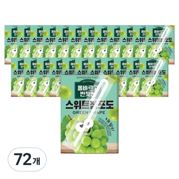 신세계푸드 올바르고 반듯한 스위트 청포도 음료, 120ml, 72개