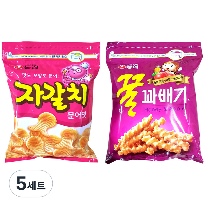 농심 자갈치 지퍼 286g + 꿀꽈배기 지퍼 285g, 5세트