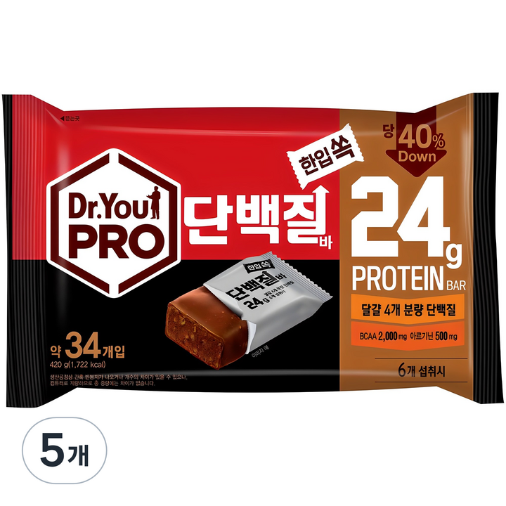 닥터유 프로 한입쏙 단백질바, 420g, 5개