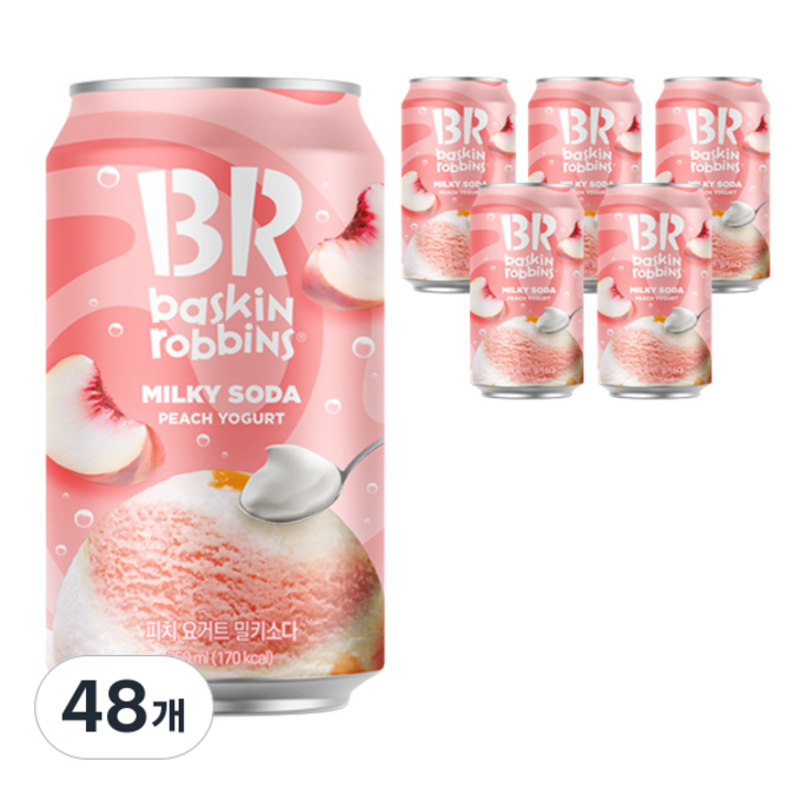 배스킨라빈스 피치요거트 밀키 소다, 350ml, 48개