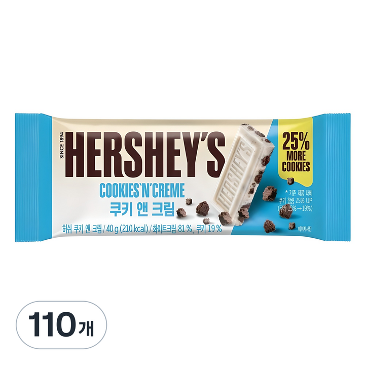 허쉬 쿠키 앤 크림 초콜릿, 40g, 110개