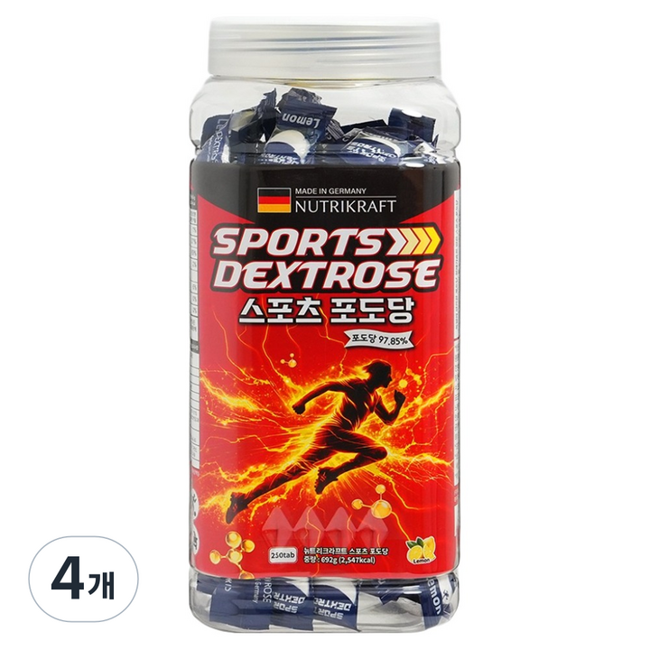 뉴트리크라프트 스포츠 포도당 캔디 레몬맛, 692g, 4개