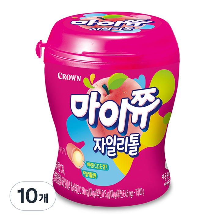 마이쮸 크라운 복숭아맛 용기, 110g, 10개