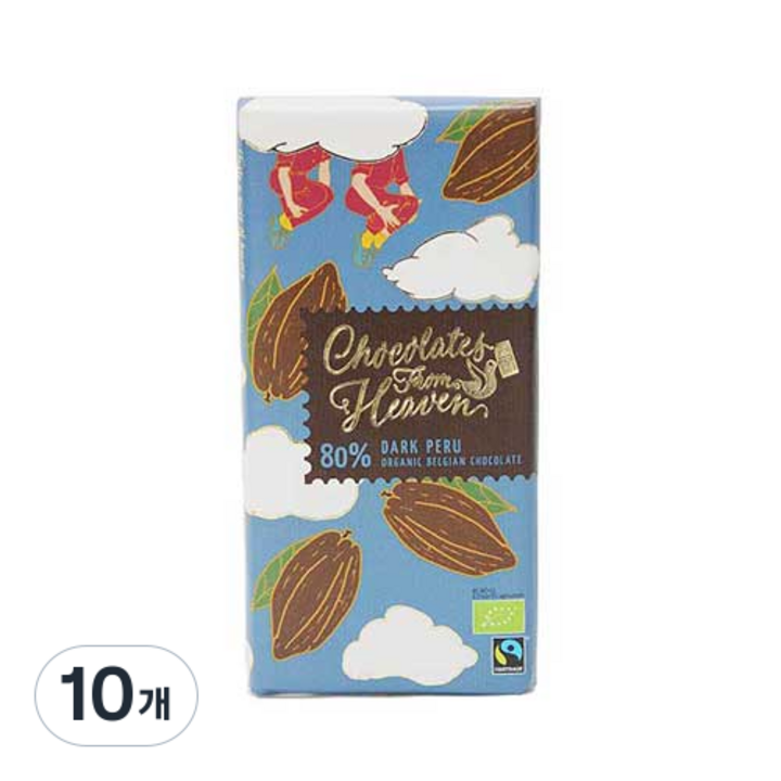 초콜릿프롬헤븐 유기농 다크 초콜릿 80%, 100g, 10개