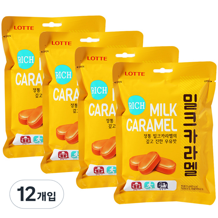 롯데웰푸드 밀크카라멜, 115g, 12개