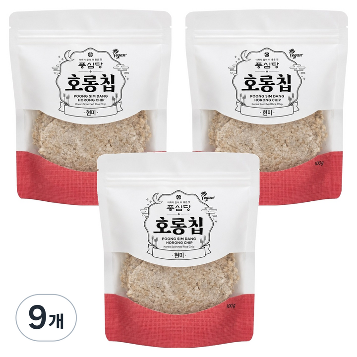 풍심당 국내산 호롱칩 현미 누룽지 과자, 100g, 9개