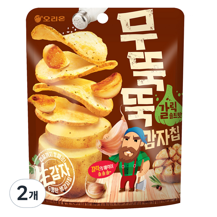 오리온 무뚝뚝감자칩 갈릭솔트맛, 106g, 2개