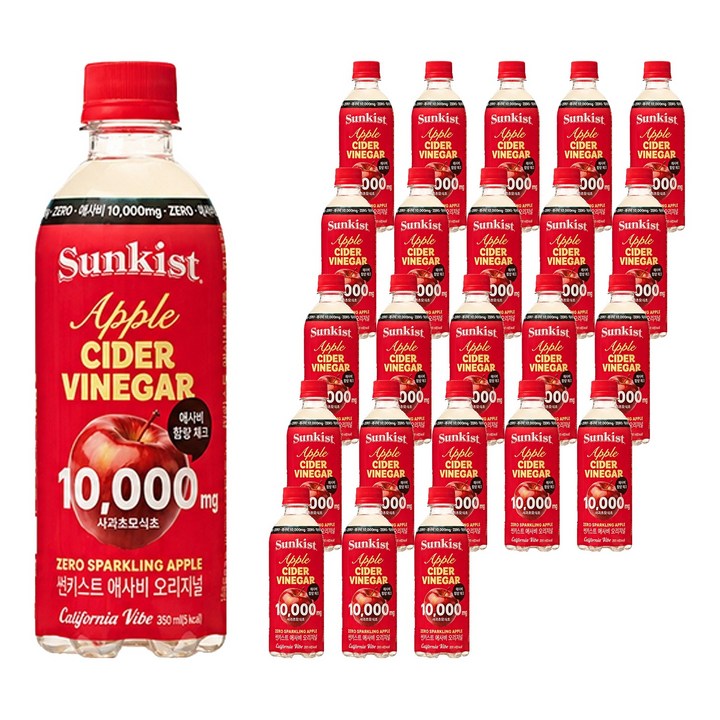 썬키스트 애사비 제로 스파클링 탄산음료, 350ml, 24개