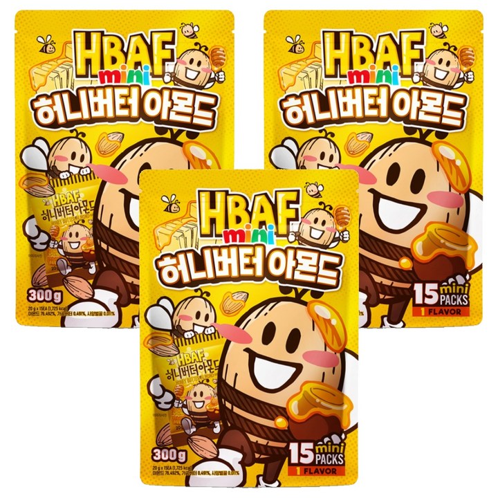 바프 미니 허니버터 아몬드 15p, 3개, 300g