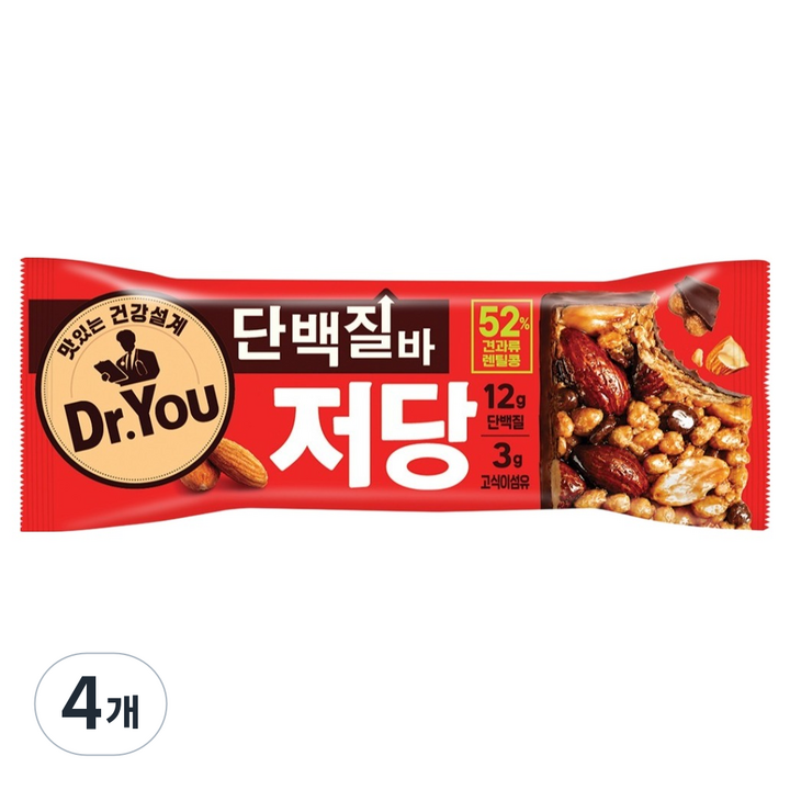 닥터유 오리온 저당 단백질바, 50g, 4개
