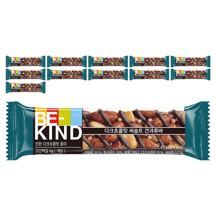 비카인드 다크초콜릿 씨솔트 견과류바, 40g, 12개