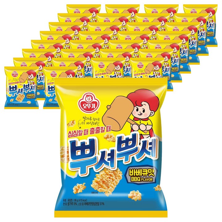 오뚜기 뿌셔뿌셔 바베큐맛, 90g, 50개