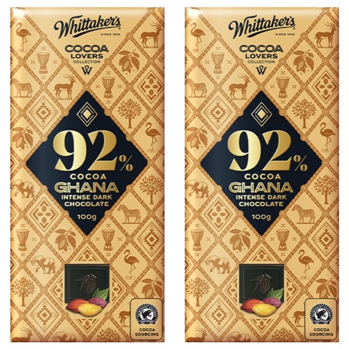 휘태커스 코코아 러버 92% 초콜릿, 100g, 2개