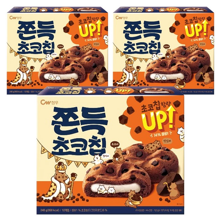 청우식품 쫀득초코칩, 240g, 3개