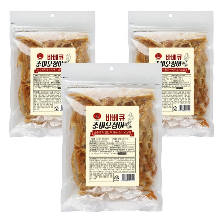 코주부 바베큐 조미오징어, 300g, 3개
