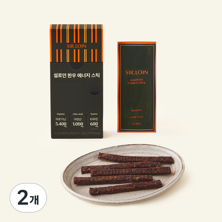 설로인 한우 에너지스틱 육포, 2개, 45g