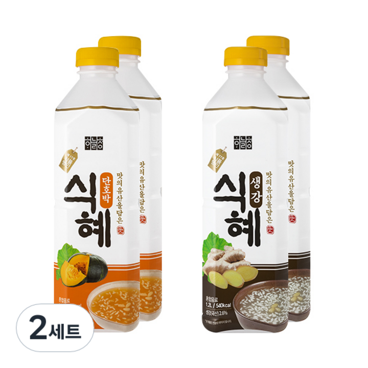하늘청 단호박식혜 1.2L x 2p + 생강식혜 1.2L x 2p 세트, 2세트, 4.8L