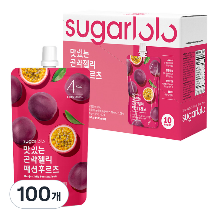 슈가로로 맛있는 곤약젤리 패션후르츠, 150g, 100개