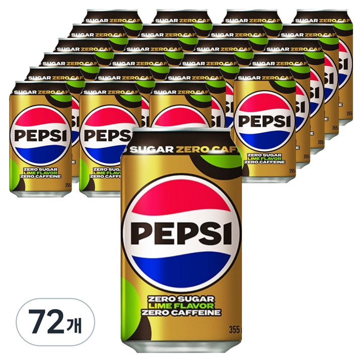 펩시 제로 슈거 라임향 제로 카페인, 355ml, 72개