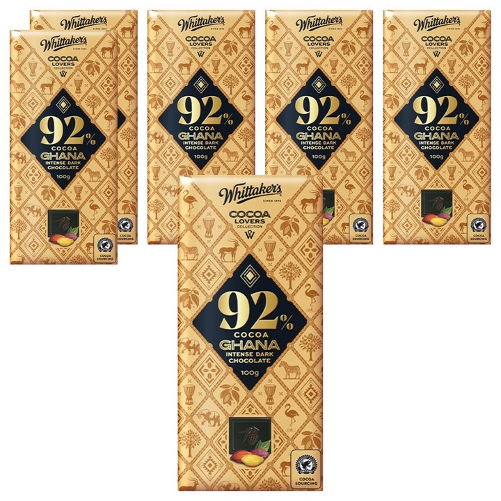 휘태커스 코코아 러버 92% 초콜릿, 100g, 6개