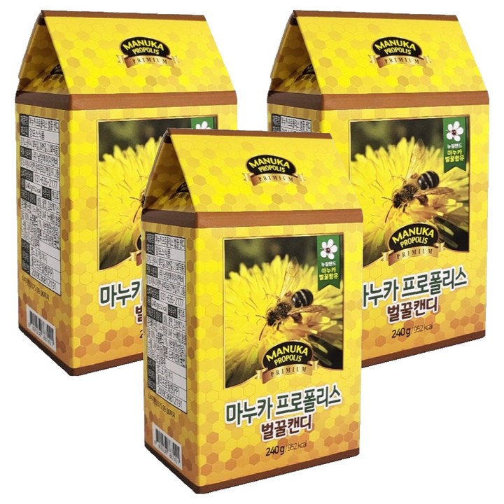 마누카 프로폴리스 벌꿀캔디, 240g, 3개