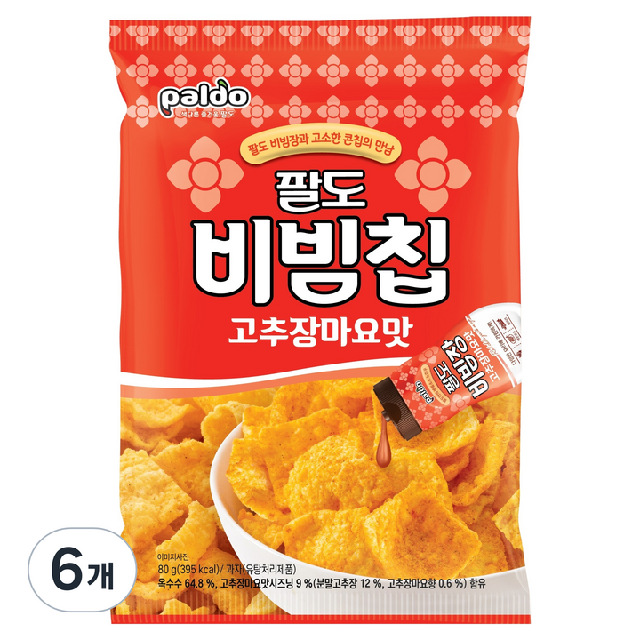 팔도 비빔칩 고추장마요맛, 6개, 80g