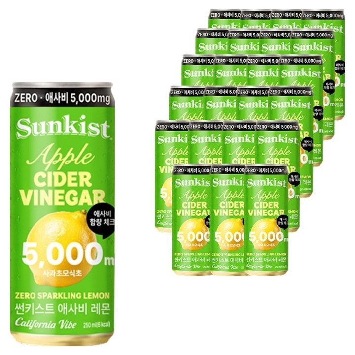 썬키스트 애사비 제로 스파클링 레몬, 24개, 250ml