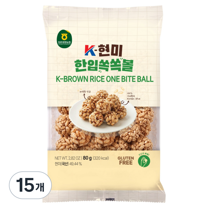 농협 K 현미 한입쏙쏙볼, 80g, 15개