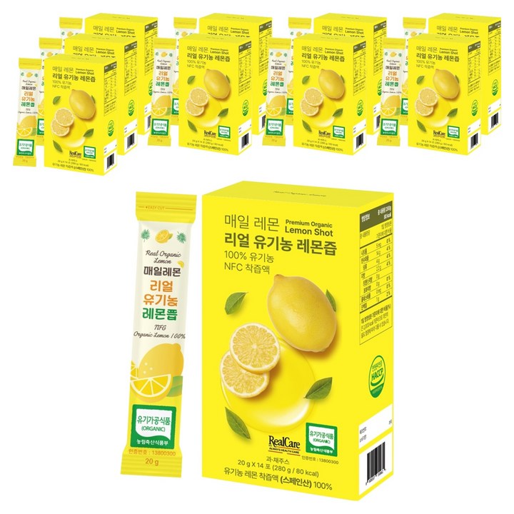 매일레몬 리얼 유기농 레몬즙, 280g, 10개